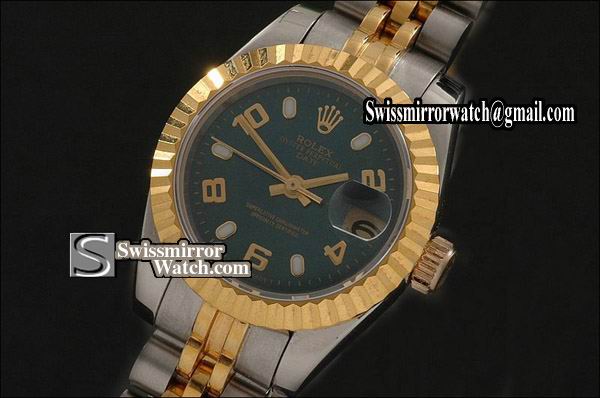 Ladeis Rolex Datejust TT Black Dial Jubilee Stick/Num Markers Eta 2671-2 Replica Watches
