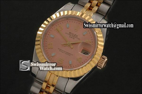 Ladeis Rolex Datejust TT Salmon Dial Jubilee Stick/Num Markers Eta 2671-2 Replica Watches