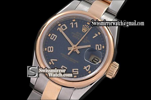 Ladeis Rolex Datejust TT Osyter Blue Dial Numeral Swiss Eta 2671-2 Replica Watches