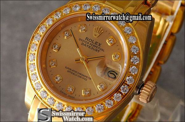 Ladeis Rolex Datejust FG Masterpiece Gold Dial Diamond Markers Eta 2671-2 Replica Watches