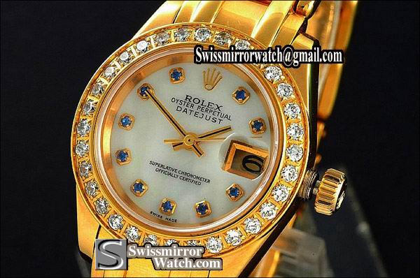 Ladeis Rolex Datejust FG Masterpiece MOP White Dial Diamond markers Eta 2671-2 Replica Watches