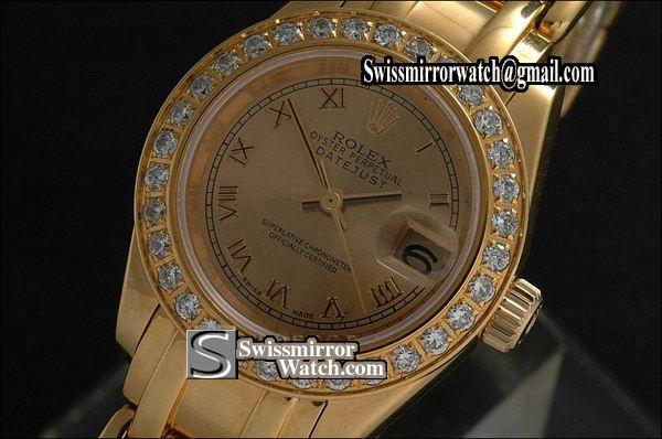 Ladeis Rolex Datejust FG Masterpiece Gold Dial Roman markers Eta 2671-2 Replica Watches