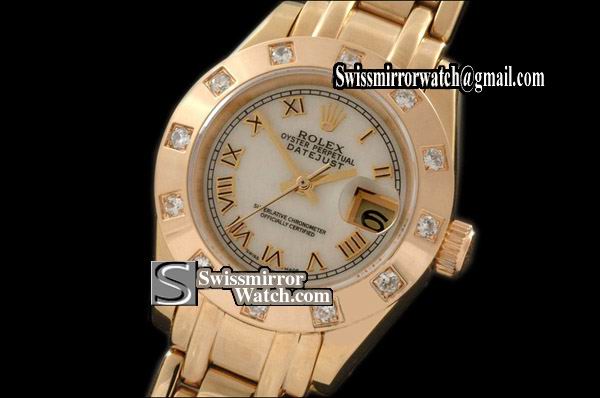 Ladeis Rolex Datejust FG Masterpiece White Dial Roman Markers Swiss Eta 2671-2 Replica Watches