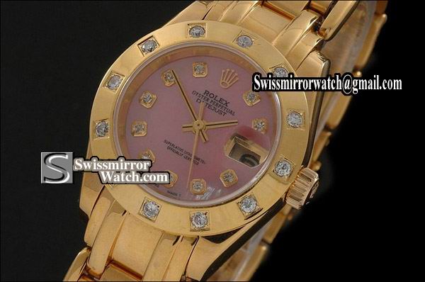Ladeis Rolex Datejust FG Masterpiece MOP Pink Dial Diamond Markers Eta 2671-2 Replica Watches