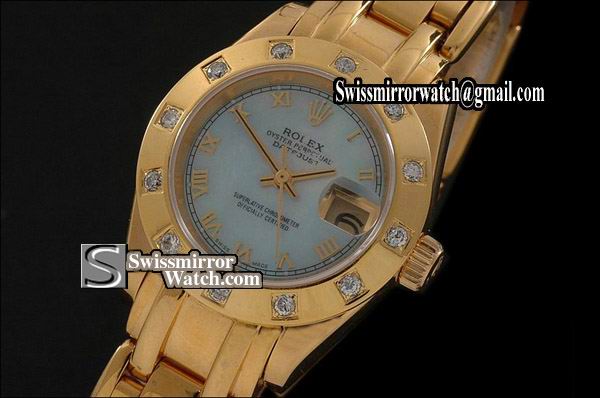 Ladeis Rolex Datejust FG Masterpiece MOP Blue Dial Roman Markers Eta 2671-2 Replica Watches
