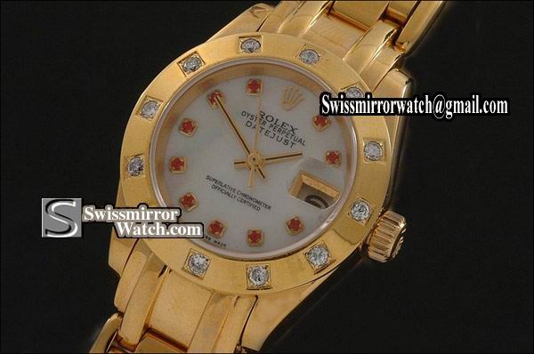 Ladeis Rolex Datejust FG Masterpiece MOP White Dial Ruby Markers Eta 2671-2 Replica Watches