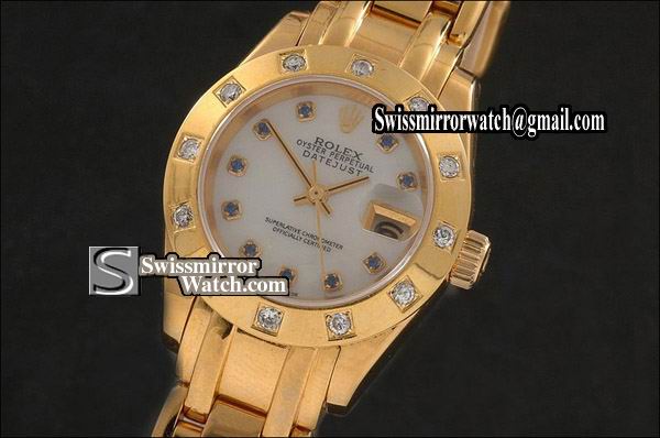 Ladeis Rolex Datejust FG Masterpiece MOP White Dial Ruby Markers Eta 2671-2 Replica Watches