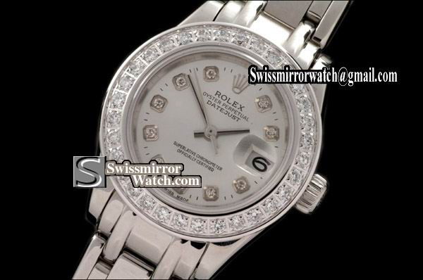 Ladeis Rolex Datejust SS Masterpiece Silver dial Diamond Markers Eta 2671-2 Replica Watches