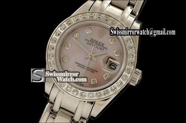 Ladeis Rolex Datejust SS Masterpiece Mop L-Pink Dial Diamond Markers Eta 2671-2 Replica Watches