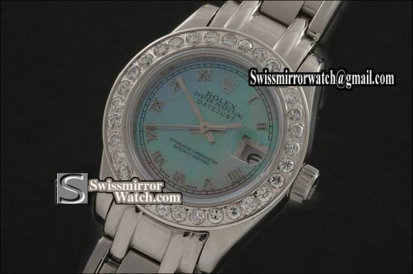 Ladeis Rolex Datejust SS Masterpiece Light Blue dial Roman Markers Eta 2671-2 Replica Watches