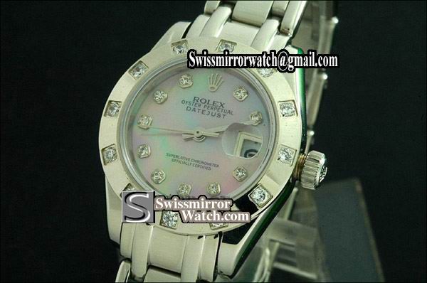 Ladeis Rolex Datejust SS Masterpiece C-MOP dial Diamond Markers Eta 2671-2 Replica Watches