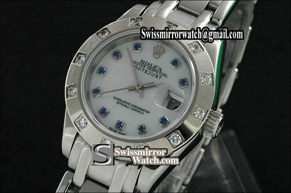 Ladeis Rolex Datejust SS Masterpiece MOP White dial Ruby Markers Eta 2671-2 Replica Watches