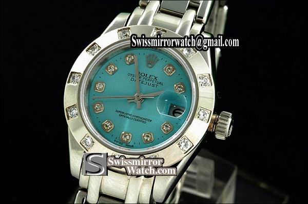 Ladeis Rolex Datejust SS Masterpiece Blue dial Diamond Markers Eta 2671-2 Replica Watches