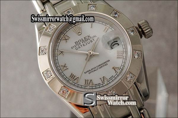 Ladeis Rolex Datejust 80298 SS Masterpiece White MOP dial Roman Markers Eta 2671-2 Replica Watches