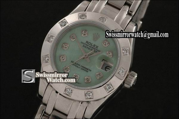 Ladeis Rolex Datejust SS Masterpiece Lime dial Diamond Markers Eta 2671-2 Replica Watches