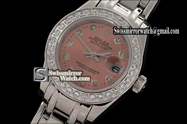 Ladeis Rolex Datejust SS Masterpiece Salmon Dial Diamond Markers Eta 2671-2 Replica Watches