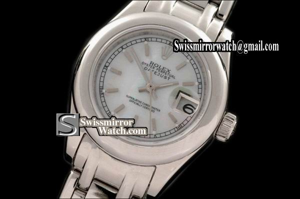 Ladeis Rolex Datejust SS Smooth Bez MOP White Sticks Swiss Eta 2671-2 Replica Watches