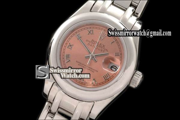 Ladeis Rolex Datejust SS Smooth Bez Salmon Roman Swiss Eta 2671-2 Replica Watches