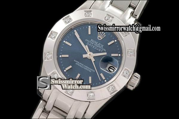 Ladeis Rolex Datejust SS 12 Diam Bez Blue Sticks Swiss Eta 2671-2 Replica Watches