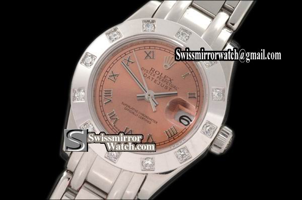 Ladeis Rolex Datejust SS 12 Diam Bez Salmon Roman Swiss Eta 2671-2 Replica Watches