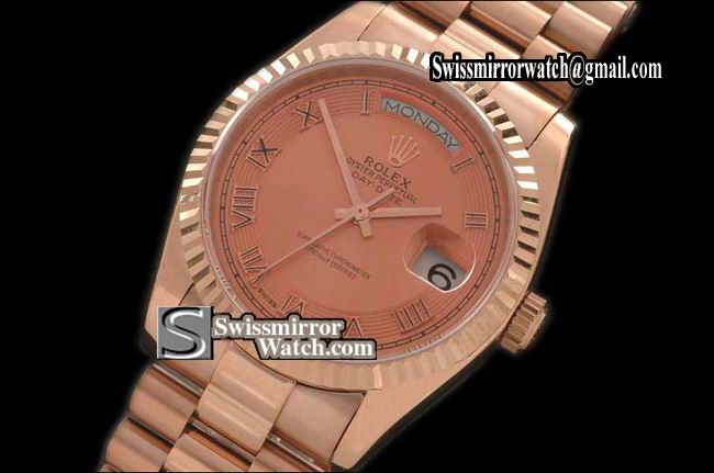 Rolex Day-Date RG Pres RG 2008 White Roman Dial Swiss Eta 2836-2 Replica Watches