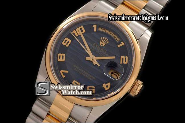 Rolex Day-Date SS/YG TT Pres MOP 2007 Blue Numeral Swiss Eta 2836 Replica Watches