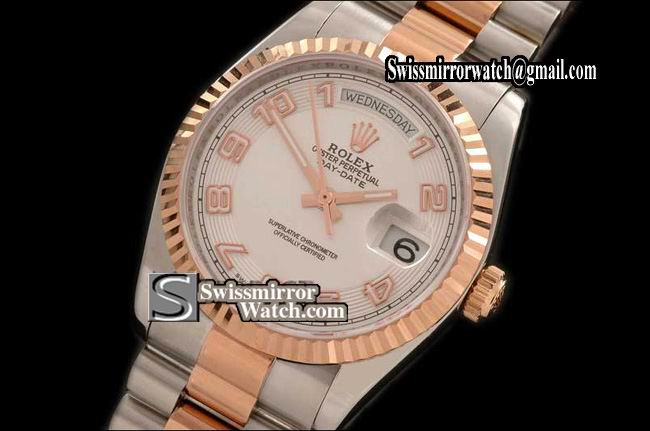 Rolex Day-Date SS/RG TT Pres MOP 2008 White Numeral Swiss Eta 2836 Replica Watches