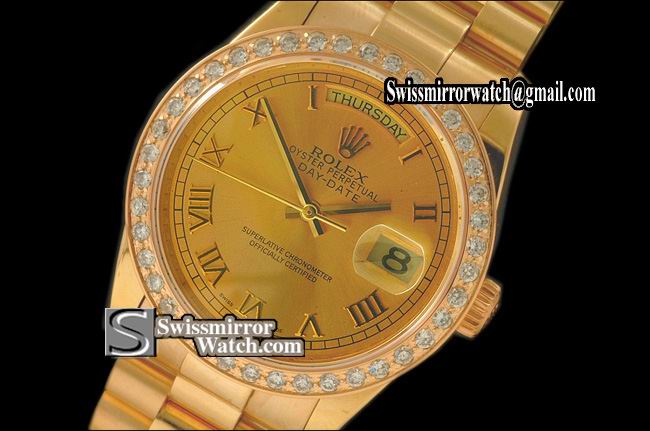 Rolex Day-Date FG President Diam Bez Gold Roman Swiss Eta 2836-2 Replica Watches
