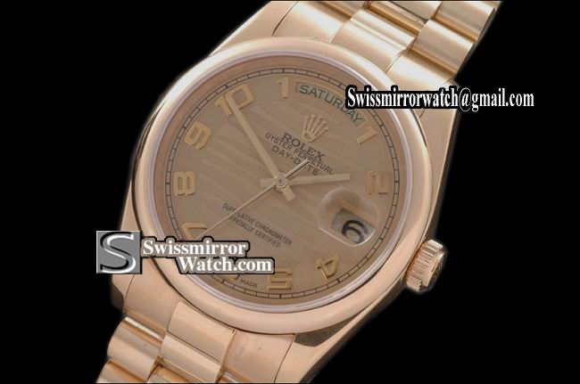 Rolex Day-Date FG President 2007 Gold Numeral Dial Swiss Eta 2836-2 Replica Watches