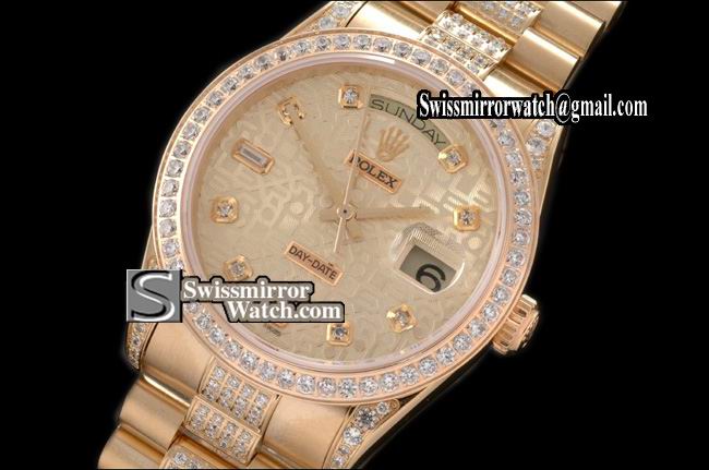 Rolex Day-Date FG Pres Diam Bez/Markers/Bracelet Jub Gold Eta 2836-2 Replica Watches