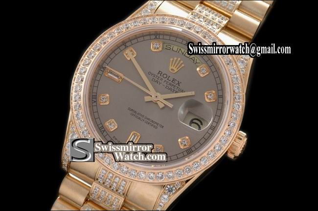 Rolex Day-Date FG Pres Diam Bez/Markers/Bracelet Grey Eta 2836-2 Replica Watches