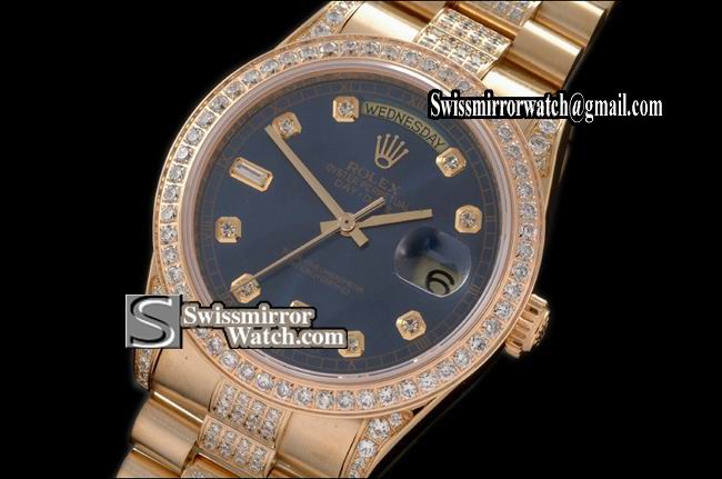 Rolex Day-Date FG Pres Diam Bez/Markers/Bracelet Blue Eta 2836-2 Replica Watches