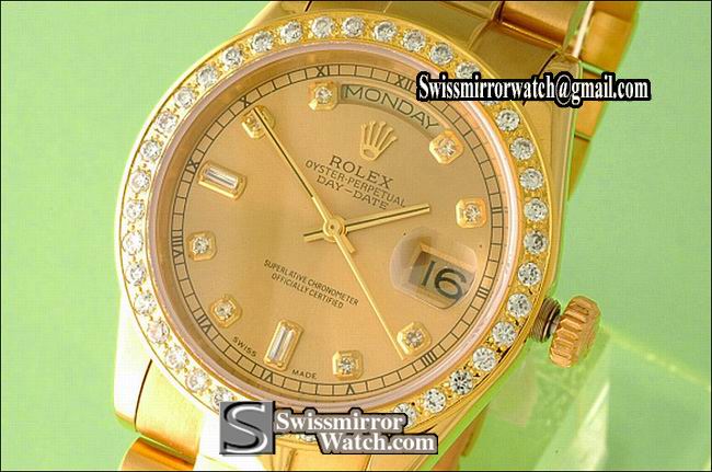 Rolex Day-Date Full Gold Gold Dial Diamond Bez/Markers Eta 2836-2 Replica Watches