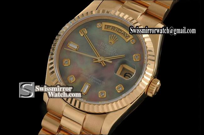 Rolex Day-Date Full Gold Exotic Green Dial Diam Markers Eta 2836-2 Replica Watches