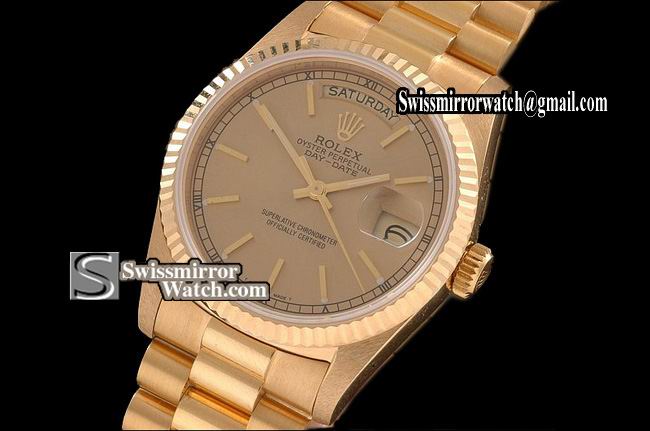 Rolex Day-Date 18K President FG Stick Markers Swiss Eta 2836-2 Replica Watches