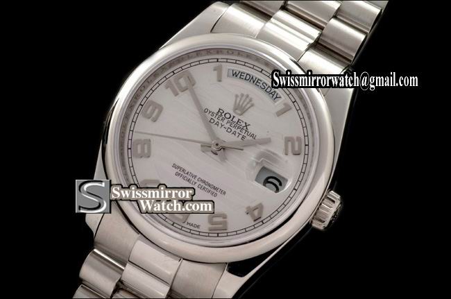 Rolex Day-Date SS President 2007 White Numeral Dial Swiss Eta 2836-2 Replica Watches
