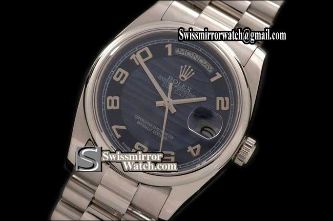 Rolex Day-Date SS President 2007 Bluee Numeral Dial Swiss Eta 2836 Replica Watches