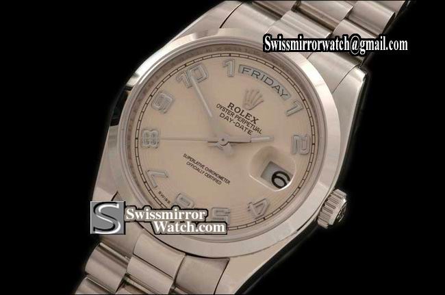 Rolex Day-Date SS President 2008 Cream Numeral Dial Swiss Eta 2836-2 Replica Watches