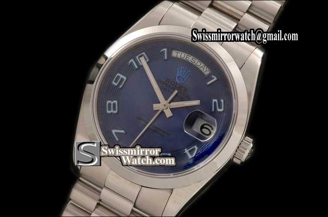 Rolex Day-Date SS President 2008 Blue Numeral Dial Swiss Eta 2836-2 Replica Watches