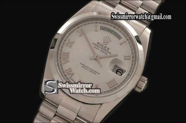 Rolex Day-Date SS President 2008 White Roman Dial Swiss Eta 2836-2 Replica Watches