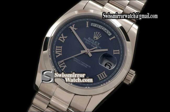 Rolex Day-Date SS President 2008 Blue Roman Dial Swiss Eta 2836-2 Replica Watches