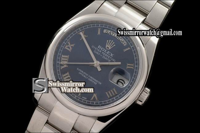 Rolex Day-Date SS Osyter President Blue Roman Swiss Eta 2836-2 Replica Watches