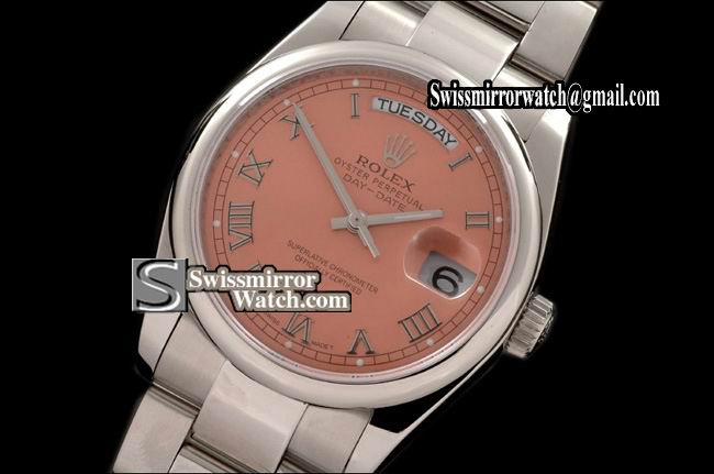 Rolex Day-Date SS Osyter President Salmon Roman Swiss Eta 2836-2 Replica Watches