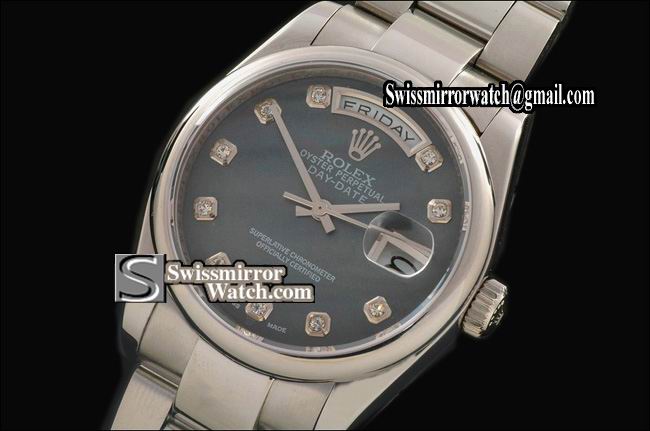Rolex Day-Date SS Osyter President MOP Grey Diamonds Swiss Eta 2836-2 Replica Watches