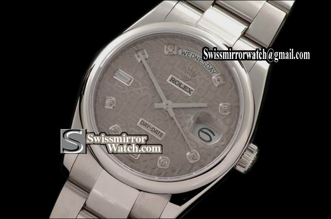 Rolex Day-Date SS Osyter President Grey Jubilee Diamonds Swiss Eta 2836-2 Replica Watches