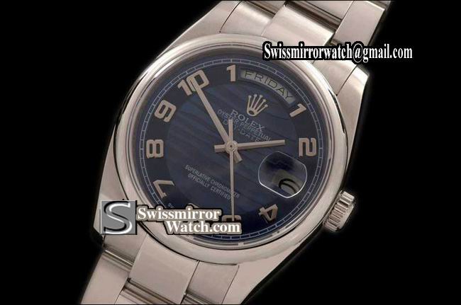 Rolex Day-Date SS Osyter President 2007 Blue Numeral Swiss Eta 2836 Replica Watches