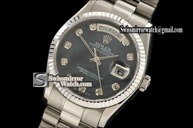 Rolex Day-Date SS President MOP Grey Diamonds Swiss Eta 2836-2 Replica Watches