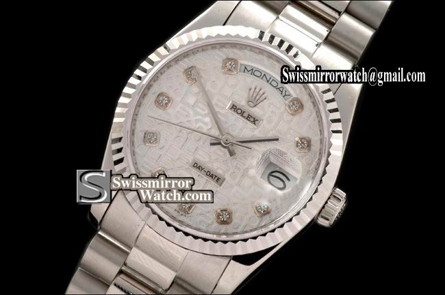 Rolex Day-Date SS President Silver Jubilee Diamonds Swiss Eta 2836-2 Replica Watches
