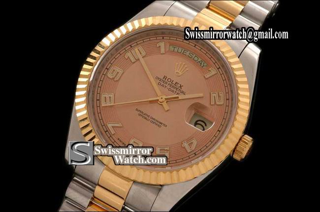 Rolex Day-Date 2 TT SS/YG Pres Fluted Gold/Numeral Dial Swiss 2836 Replica Watches
