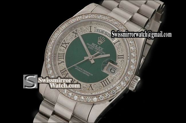 Rolex Day-Date SS Diamond Dial Roman Markers/ Diam Bezel Eta 2836-2 Replica Watches